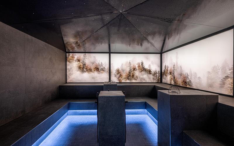 מרחצאות תרמיים בהרי האלפים המשלבים אדריכלות, נוף וחומר ליצירת חוויית רווחה בת קיימא באוברסטדורף, גרמניה.